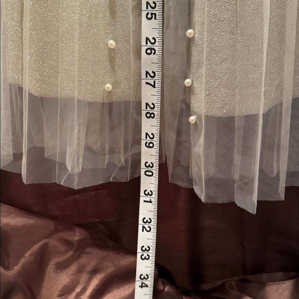 Apricot Pearled Tulle A-Line Skirt Flowy Midi Formal Prom NWT - Picture 8 of 8